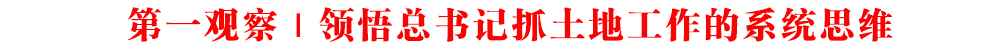 第一觀察 | 領(lǐng)悟總書記抓土地工作的系統(tǒng)思維